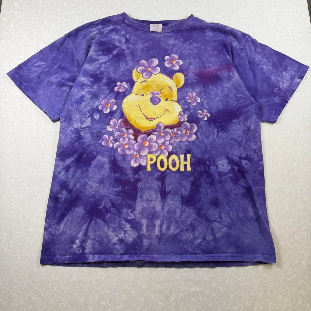 Vintage 90s Disney Winnie the Pooh Purple Tie-Dye Tee — Size Large
